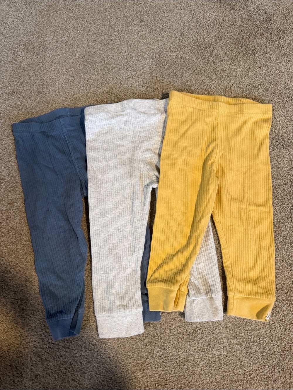 Easy Peasy Ribbed Leggings Pack - Navy, Light Gray, Mustard sz. 24m